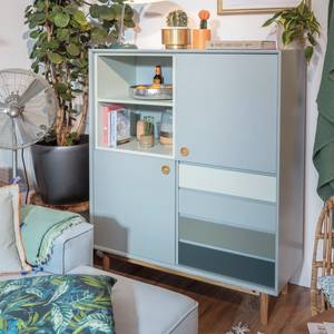 Highboard Color Box deels massief eikenhout - Pastelblauw