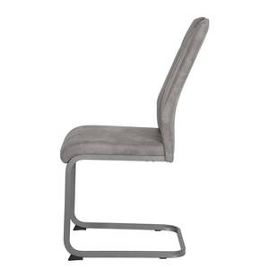 Chaise cantilever Cotulla Microfibre / Métal - Noir - Gris vintage - Lot de 2