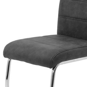 Chaise cantilever La Paz II Microfibre / Métal - Chrome - Noir vintage - Lot de 2