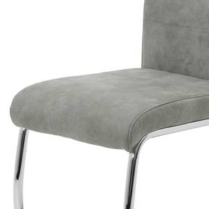 Chaise cantilever La Paz II Microfibre / Métal - Chrome - Gris vintage - Lot de 2