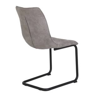 Chaise cantilever Ewing Microfibre / Métal - Noir - Gris - Lot de 2