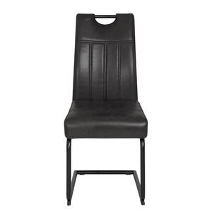 Chaises cantilever Bovina (lot de 2) Microfibre / Métal - Noir - Noir vintage