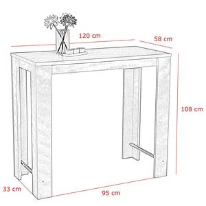 Bartisch Bosur Metall - Altholz Dekor / Schwarz - Altholz Dekor