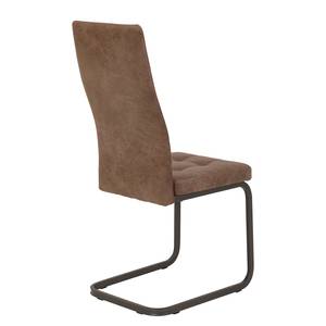 Chaises cantilever Emba (lot de 2) Microfibre / Métal - Noir - Marron vintage