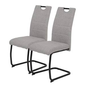 Chaise cantilever La Paz III Tissu / Métal - Noir - Gris - Lot de 2