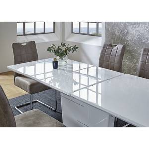 Table Splott (extensible) - Blanc brillant / chromé