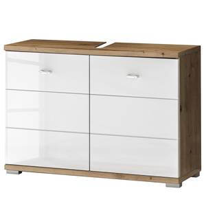 Wastafelonderkast Wyntoon Hoogglans wit/eikenhouten look - Breedte: 80 cm