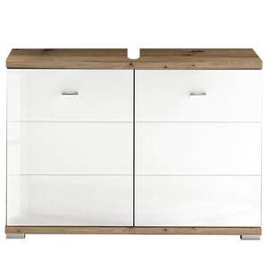 Wastafelonderkast Wyntoon Hoogglans wit/eikenhouten look - Breedte: 80 cm