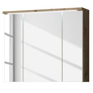 Set mobili da bagno Wyntoon III (3) Illuminazione inclusa - Bianco lucido / Effetto quercia