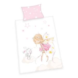 Parure de lit en renforcé Little Fairy Étoffe de coton - Blanc / Rose