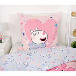 Renforce Bettwäsche Peppa Pig Baumwollstoff - Rosa / Hellblau