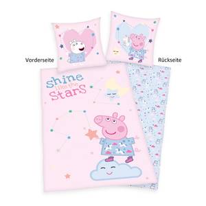 Renforce Bettwäsche Peppa Pig Baumwollstoff - Rosa / Hellblau