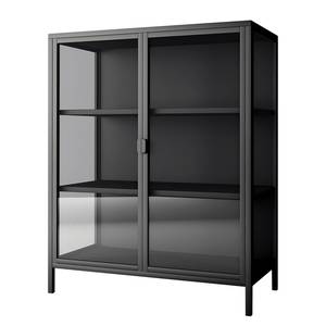 Highboard Cowee I glas/metaal - zwart