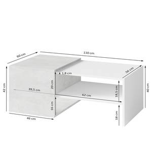 Salontafel Tusten wit/betonnen look