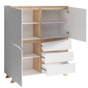 Highboard Rauha Matt Weiß / Eiche Dekor