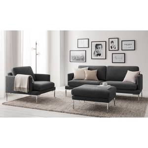 Fauteuil Bellaire Tissu mélangé - Noir - Argenté