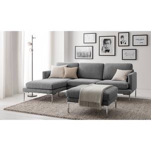 Ecksofa Bellaire Mischgewebe - Grau - Longchair davorstehend links - Silber