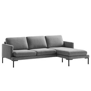 Ecksofa Bellaire Mischgewebe - Grau - Longchair davorstehend rechts - Schwarz