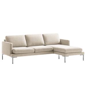 Ecksofa Bellaire Mischgewebe - Hellbeige - Longchair davorstehend rechts - Silber