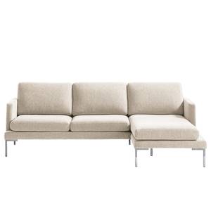 Ecksofa Bellaire Mischgewebe - Hellbeige - Longchair davorstehend rechts - Silber