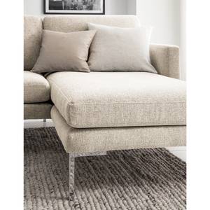 Ecksofa Bellaire Mischgewebe - Hellbeige - Longchair davorstehend rechts - Silber