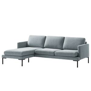 Ecksofa Bellaire Mischgewebe - Pastellblau - Longchair davorstehend links - Schwarz