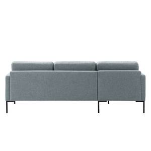 Ecksofa Bellaire Mischgewebe - Pastellblau - Longchair davorstehend links - Schwarz