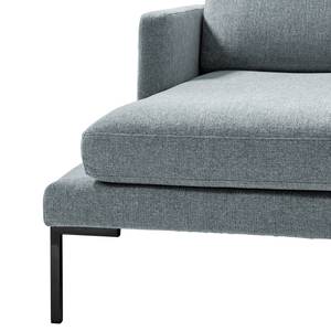 Ecksofa Bellaire Mischgewebe - Pastellblau - Longchair davorstehend links - Schwarz