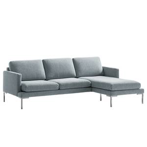 Ecksofa Bellaire Mischgewebe - Pastellblau - Longchair davorstehend rechts - Silber