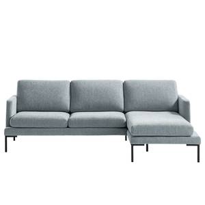 Ecksofa Bellaire Mischgewebe - Pastellblau - Longchair davorstehend rechts - Schwarz