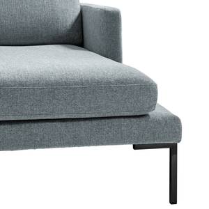 Ecksofa Bellaire Mischgewebe - Pastellblau - Longchair davorstehend rechts - Schwarz