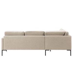 Ecksofa Bellaire Mischgewebe - Hellbeige - Ottomane davorstehend links - Schwarz