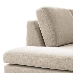 Ecksofa Bellaire Mischgewebe - Hellbeige - Ottomane davorstehend links - Schwarz