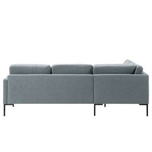 Ecksofa Bellaire Mischgewebe - Pastellblau - Ottomane davorstehend links - Schwarz