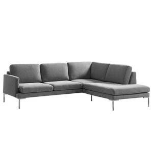 Ecksofa Bellaire Mischgewebe - Grau - Ottomane davorstehend rechts - Silber