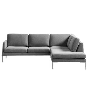 Ecksofa Bellaire Mischgewebe - Grau - Ottomane davorstehend rechts - Silber