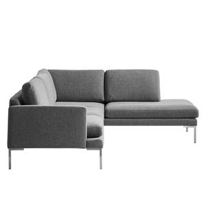 Ecksofa Bellaire Mischgewebe - Grau - Ottomane davorstehend rechts - Silber