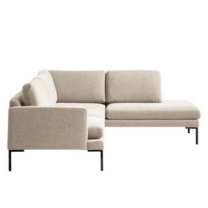 Ecksofa Bellaire Mischgewebe - Hellbeige - Ottomane davorstehend rechts - Schwarz