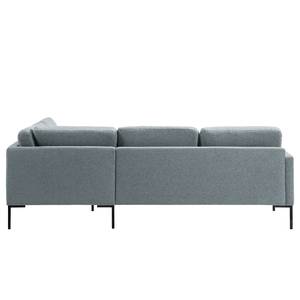 Ecksofa Bellaire Mischgewebe - Pastellblau - Ottomane davorstehend rechts - Schwarz