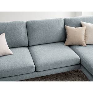 Ecksofa Bellaire Mischgewebe - Pastellblau - Ottomane davorstehend rechts - Schwarz