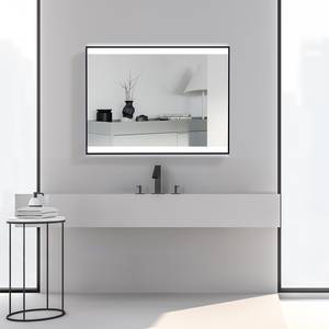 Miroir Shine Avec éclairage - Noir - 80 x 60 cm