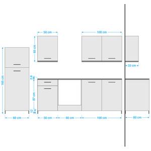 Küchenzeile Vaania II (7-teilig) Ohne Elektrogeräte - Weiß / Eiche Sonoma Dekor