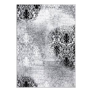Laagpolig vloerkleed Greta kunstvezels - Wit/zwart - 133 x 190 cm