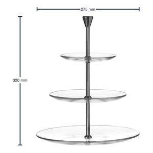 Etagère Dinner (3-laags) glas/metaal - transparant/zilverkleurig