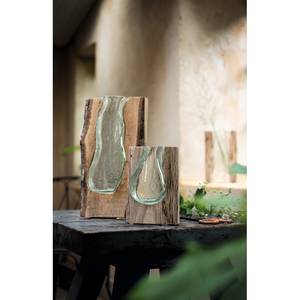 Houten vaas Casolare glas/hout - Hoogte: 26 cm