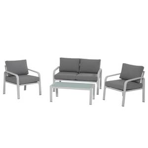Loungegruppe Dalia (4-teilig) Aluminium / Polyester - Weiß / Grau
