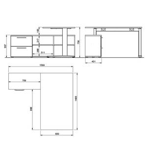 Bureau d’angle GW-Agenda I Graphite / Imitation chêne Grandson