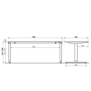 Bureau GW-Agenda II (in hoogte verstelbaar) - Lichtgrijs - Breedte: 180 cm