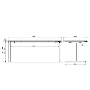 Bureau GW-Agenda II Hauteur réglable - Imitation chêne Grandson - Largeur : 180 cm