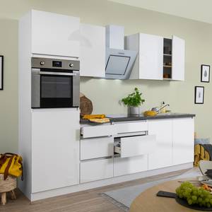 Küchenzeile Melano I (8-teilig) Hochglanz Weiß / Weiß - Ohne Elektrogeräte